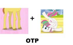 Size: 1226x756 | Tagged: safe, blossomforth, tall tale (g4), earth pony, pegasus, pony, g4, exploitable meme, female, flexible, male, mare, mass effect, meta, otp, stallion