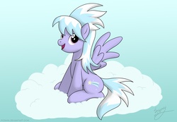 Size: 1950x1350 | Tagged: safe, artist:skipsy, cloudchaser, pegasus, pony, g4, cloud, female, mare, sitting, smiling, solo
