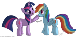 Size: 2000x956 | Tagged: safe, artist:skipsy, rainbow dash, twilight sparkle, pegasus, pony, unicorn, g4, boop, cute, duo, female, lesbian, mare, ship:twidash, shipping, simple background, transparent background, unicorn twilight