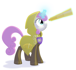Size: 2500x2300 | Tagged: safe, artist:equestria-prevails, twinkleshine, pony, unicorn, g4, badge, clothes, female, high res, mare, raincoat, simple background, smiling, solo, telescope, transparent background