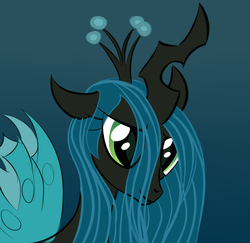 Size: 1092x1060 | Tagged: safe, artist:xn-d, queen chrysalis, changeling, changeling queen, g4, female, simple background, smiling, solo