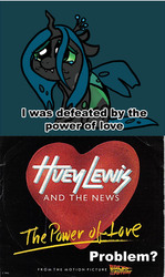 Size: 700x1177 | Tagged: safe, queen chrysalis, changeling, changeling queen, g4, back to the future, chibi, female, huey lewis and the news, sad, sitting, solo, the power of love