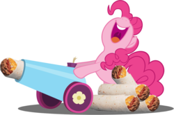 Size: 1100x729 | Tagged: safe, artist:gratlofatic, pinkie pie, earth pony, pony, g4, burrito, female, food, mare, open mouth, party cannon, simple background, solo, transparent background