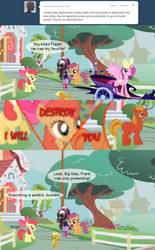 Size: 850x1375 | Tagged: safe, apple bloom, big macintosh, princess cadance, princess luna, scootaloo, spike, sweetie belle, alicorn, dragon, earth pony, pegasus, pony, unicorn, ask terry, g4, cutie mark crusaders, female, male, mare, recolor, s1 luna, spikelets, stallion, sweetie real, team marky getters, terry, transformation, wat
