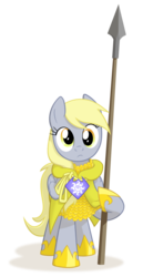 Size: 1500x2900 | Tagged: safe, artist:equestria-prevails, derpy hooves, pegasus, pony, g4, armor, epic derpy, female, guard, mare, simple background, solo, spear, transparent background, weapon
