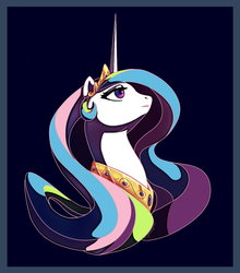 Size: 1041x1182 | Tagged: dead source, safe, artist:mythologica, princess celestia, alicorn, pony, g4, bust, female, frame, mare, portrait, profile, simple background, solo