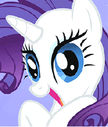 Size: 245x285 | Tagged: safe, screencap, rarity, pony, unicorn, friendship is magic, g4, season 1, animated, female, gif, looking at you, mare, smiling, solo, sparkles, talking