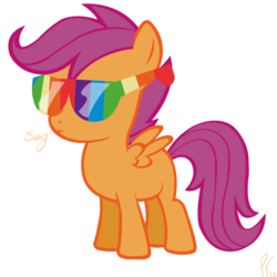 Size: 5000x5000 | Tagged: safe, artist:t89pepper, scootaloo, pegasus, pony, g4, absurd resolution, female, filly, simple background, solo, sunglasses, swagaloo, transparent background