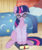 Size: 735x868 | Tagged: safe, artist:brianblackberry, twilight sparkle, pony, unicorn, g4, adorkable, bed, bedroom, bedroom eyes, book, bottomless, clothes, cute, dork, female, glasses, golden oaks library, grin, looking at you, mare, nerd, partial nudity, shirt, sitting, smiling, solo, stupid sexy twilight, unicorn twilight