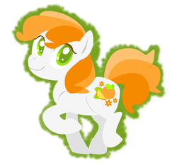 Size: 918x843 | Tagged: safe, artist:needsmoarg4, citrus sweetheart, earth pony, pony, g3, g4, colored pupils, female, g3 to g4, generation leap, lineless, mare, raised hoof, simple background, smiling, solo, white background
