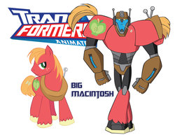 Size: 900x695 | Tagged: safe, artist:inspectornills, big macintosh, earth pony, pony, robot, g4, crossover, male, simple background, stallion, transformares, transformerfied, transformers, transformers animated, white background