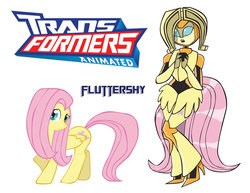 Size: 900x695 | Tagged: safe, artist:inspectornills, fluttershy, pony, robot, g4, crossover, female, flutterbot, self paradox, simple background, transformares, transformerfied, transformers, transformers animated, white background