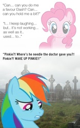Size: 500x800 | Tagged: safe, pinkie pie, rainbow dash, earth pony, pegasus, pony, fanfic:bittersweet, g4, cute, death, diabetes, female, graveyard, literal diabetes, mare