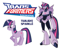 Size: 900x695 | Tagged: safe, artist:inspectornills, twilight sparkle, gynoid, robot, g4, crossover, female, simple background, transformares, transformerfied, transformers, transformers animated, twibot, white background