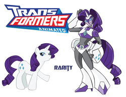 Size: 900x695 | Tagged: safe, artist:inspectornills, rarity, robot, g4, crossover, female, raribot, simple background, transformares, transformerfied, transformers, transformers animated, white background