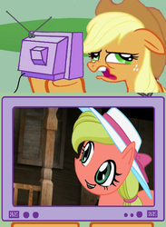 Size: 563x771 | Tagged: safe, applejack, earth pony, pony, g4, cowboys and equestrians, exploitable meme, expy, female, mad (tv series), mad magazine, maplejack, mare, meme, tv meme