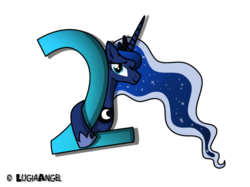 Size: 885x663 | Tagged: safe, artist:lugiaangel, princess luna, alicorn, pony, g4, female, mare, number two, simple background, solo, transparent background