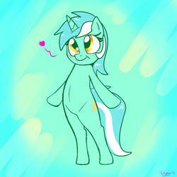 Size: 1040x1040 | Tagged: safe, artist:skoon, lyra heartstrings, pony, unicorn, g4, bipedal, cute, female, gradient background, heart, mare, solo