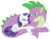 Size: 1000x778 | Tagged: safe, artist:bux, rarity, spike, dragon, pony, unicorn, g4, female, fire ruby, good end, interspecies, male, mare, older, prone, ship:sparity, shipping, simple background, smiling, straight, transparent background