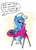 Size: 1276x1754 | Tagged: safe, artist:osakaoji, trixie, pony, unicorn, g4, disgusted, female, filly, pinecone, sitting, solo, tongue out, trixie eating pinecones, young