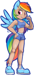 Size: 458x994 | Tagged: safe, artist:mewgal, rainbow dash, human, g4, eared humanization, female, humanized, midriff, simple background, skinny, solo, tailed humanization, thin, transparent background, winged humanization