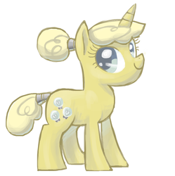 Size: 866x870 | Tagged: safe, artist:needsmoarg4, electric sky, pony, unicorn, g4, blind bag pony, female, mare, simple background, smiling, solo, tail wrap, white background