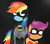 Size: 1015x898 | Tagged: safe, artist:blackbewhite2k7, rainbow dash, scootaloo, pegasus, pony, g4, batman, batman and robin, batmare, clothes, crossover, duo, duo female, female, filly, gradient background, mare, parody, robin, robinloo, siblings, sisters