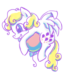 Size: 888x1044 | Tagged: safe, artist:needsmoarg4, surprise, pegasus, pony, g1, g4, adoraprise, balloon, cute, female, g1 to g4, generation leap, grin, mare, simple background, smiling, solo, surprise being surprise, white background
