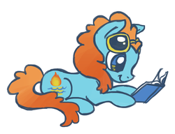 Size: 864x664 | Tagged: safe, artist:needsmoarg4, waterfire, earth pony, pony, g3, g4, book, female, g3 to g4, generation leap, mare, prone, reading, simple background, smiling, solo, sunglasses, white background