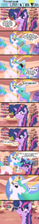 Size: 528x3000 | Tagged: safe, artist:jamescorck, princess celestia, twilight sparkle, alicorn, pony, unicorn, g4, lesson zero, cocktail, comic, duo, duo female, female, golden oaks library, mare, messy mane, parody, street fighter: the movie, trollestia, twilight snapple