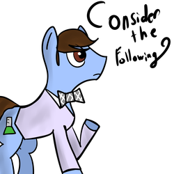 Size: 1000x1000 | Tagged: safe, artist:archimedesogle, earth pony, pony, bill nye, bowtie, consider the following, male, ponified, simple background, solo, stallion, white background