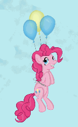 Size: 1000x1612 | Tagged: safe, artist:from-yesterday-xx, pinkie pie, earth pony, pony, g4, animated, balloon, female, floating, gif, grin, mare, sky, smiling, solo, then watch her balloons lift her up to the sky