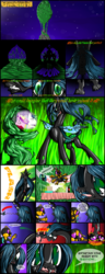Size: 1280x3328 | Tagged: safe, artist:konnykon, princess cadance, queen chrysalis, shining armor, changeling, changeling queen, deep in the hive, g4, angry, changeling hive, comic, female, night, stomping, tumblr