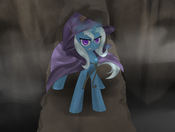 Size: 4000x3000 | Tagged: safe, artist:prozenconns, trixie, balrog, pony, unicorn, g4, bridge, colored pupils, female, gandalf, gritted teeth, lord of the rings, mare, solo, you shall not pass