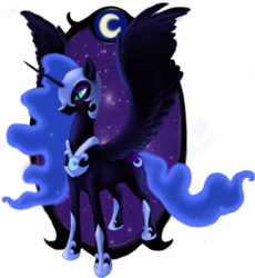 Size: 2584x2808 | Tagged: safe, artist:bluenudibranch, nightmare moon, alicorn, pony, g4, female, high res, mare, moon, simple background, solo, spread wings, transparent background, wings