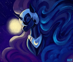 Size: 725x617 | Tagged: safe, artist:asieybarbie, nightmare moon, alicorn, pony, g4, eyes closed, female, mare, moon, solo