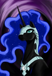 Size: 967x1402 | Tagged: safe, artist:valkyrie-girl, nightmare moon, alicorn, pony, g4, female, mare, solo