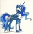 Size: 1584x1645 | Tagged: safe, artist:valkyrie-girl, princess luna, alicorn, pony, g4, 2012, armor, body armor, concave belly, ethereal mane, ethereal tail, female, folded wings, helmet, hoof shoes, mare, quadrupedal, simple background, solo, standing, tail, traditional art, warrior luna, white background, wings