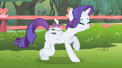 Size: 640x360 | Tagged: safe, screencap, opalescence, rarity, pony, unicorn, g4, season 1, stare master, animated, crying, eyes closed, female, frown, gif, gritted teeth, mare, ouch, pain, raised hoof, raised leg, tears of pain, unamused