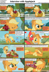 Size: 1282x1876 | Tagged: safe, edit, edited screencap, screencap, applejack, big macintosh, earth pony, pony, comic:celestia's servant interview, g4, caption, comic, female, interview, male, mare, stallion