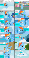 Size: 1282x2588 | Tagged: safe, edit, edited screencap, screencap, rainbow dash, pegasus, pony, comic:celestia's servant interview, g4, caption, comic, female, interview, mare, solo