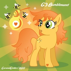 Size: 500x500 | Tagged: safe, artist:caramelcookie, bumblesweet (g3), earth pony, pony, g3, g4, abstract background, female, g3 to g4, generation leap, heart eyes, mare, solo, wingding eyes