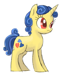 Size: 665x800 | Tagged: safe, artist:needsmoarg4, lemon hearts, pony, unicorn, g4, female, frown, mare, redesign, simple background, solo, white background