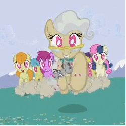 Size: 584x584 | Tagged: safe, screencap, berry punch, berryshine, bon bon, carrot top, cherry berry, golden harvest, lemon hearts, mayor mare, smarty pants, sweetie drops, earth pony, pony, g4, lesson zero, season 2, animated, female, gif, heart, heart eyes, loop, mare, mayorable, mouth hold, perfect loop, trotting, want it need it, wingding eyes