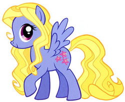 Size: 306x250 | Tagged: safe, lily blossom, pegasus, pony, g4, official, female, mare, simple background, smiling, solo, white background