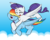 Size: 1000x800 | Tagged: safe, artist:kloudmutt, rainbow dash, rarity, alicorn, pegasus, pony, g4, alicornified, eyes closed, female, flying, flying lesson, lesbian, mare, ponies riding ponies, race swap, raricorn, rarity riding rainbow dash, riding, scared, ship:raridash, shipping, sky, wings