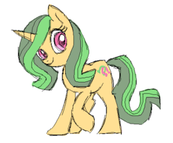 Size: 499x412 | Tagged: safe, artist:needsmoarg4, lulu luck, pony, unicorn, g4, alternate design, alternate hair color, female, mare, redesign, simple background, solo, white background