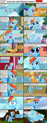 Size: 1282x3305 | Tagged: safe, edit, edited screencap, screencap, applejack, rainbow dash, earth pony, pegasus, pony, comic:celestia's servant interview, g4, caption, comic, female, interview, mare