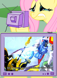 Size: 563x770 | Tagged: safe, fluttershy, pegasus, pony, g4, alphamon, crying, digimon, digimon x-evolution, exploitable meme, female, fluttercry, lip bite, mare, meme, omegamon, omnimon, tv meme, x-evolution