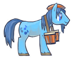 Size: 915x727 | Tagged: safe, artist:needsmoarg4, blues, noteworthy, earth pony, pony, g4, alternate cutie mark, bongos, colored hooves, drums, male, musical instrument, simple background, smiling, solo, stallion, unshorn fetlocks, white background